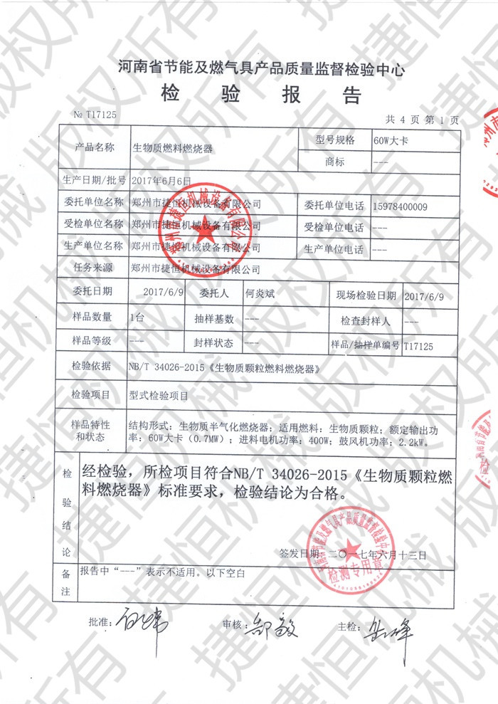生物質(zhì)燃燒機(jī)檢測報告